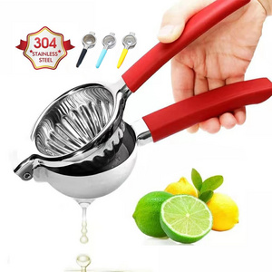 304 Steel Citrus Press Juicer Premium Quality Heavy Duty Solid Metal Squeezer Bowl Lemon Lime Squeezer Stainless Steel Manual