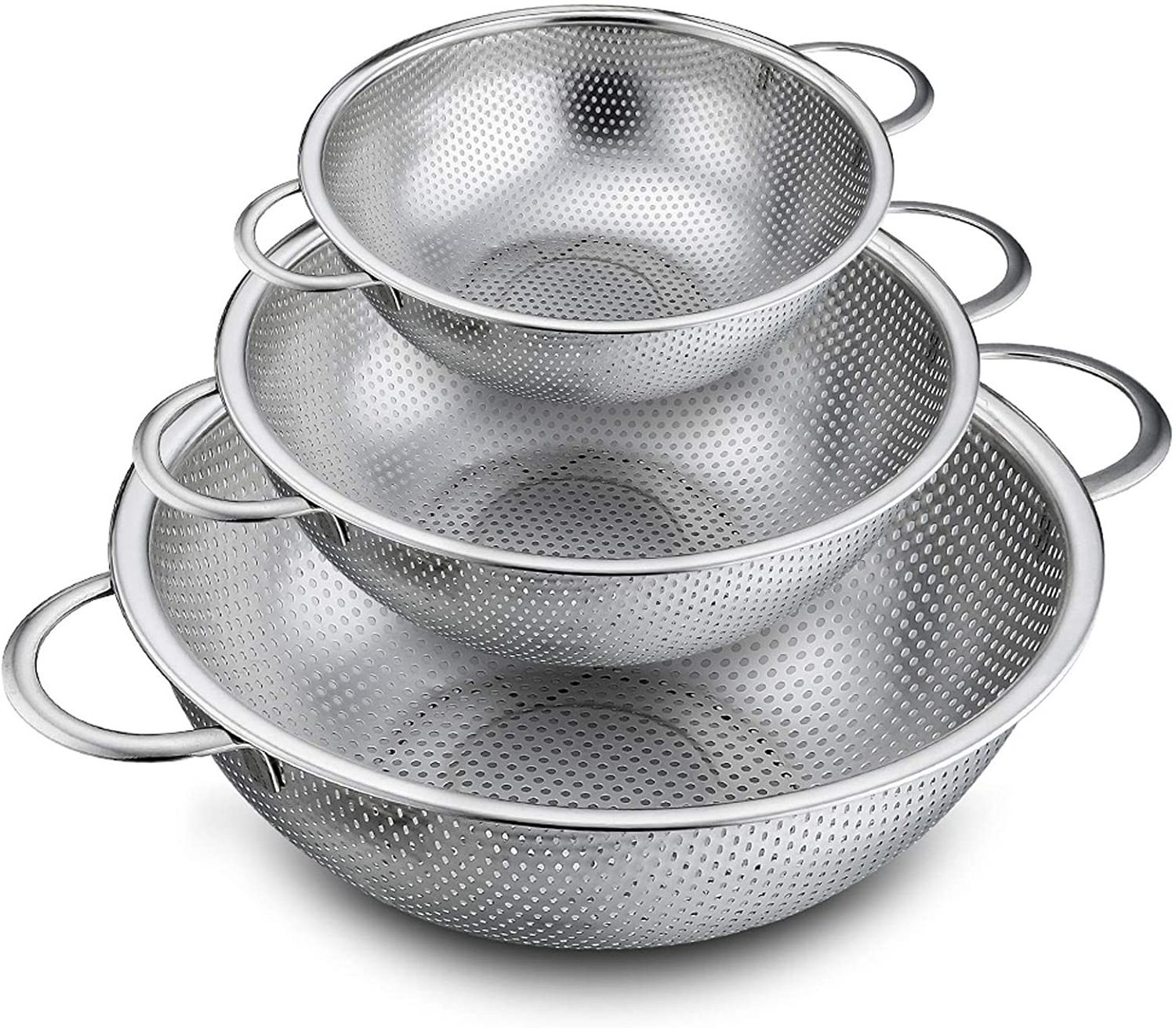 Wholesale Heavy Duty High Quality Pasta Fruit Vegetable Washing Basket Stainless Steel Mesh Micro-Perforated Strainer Colander