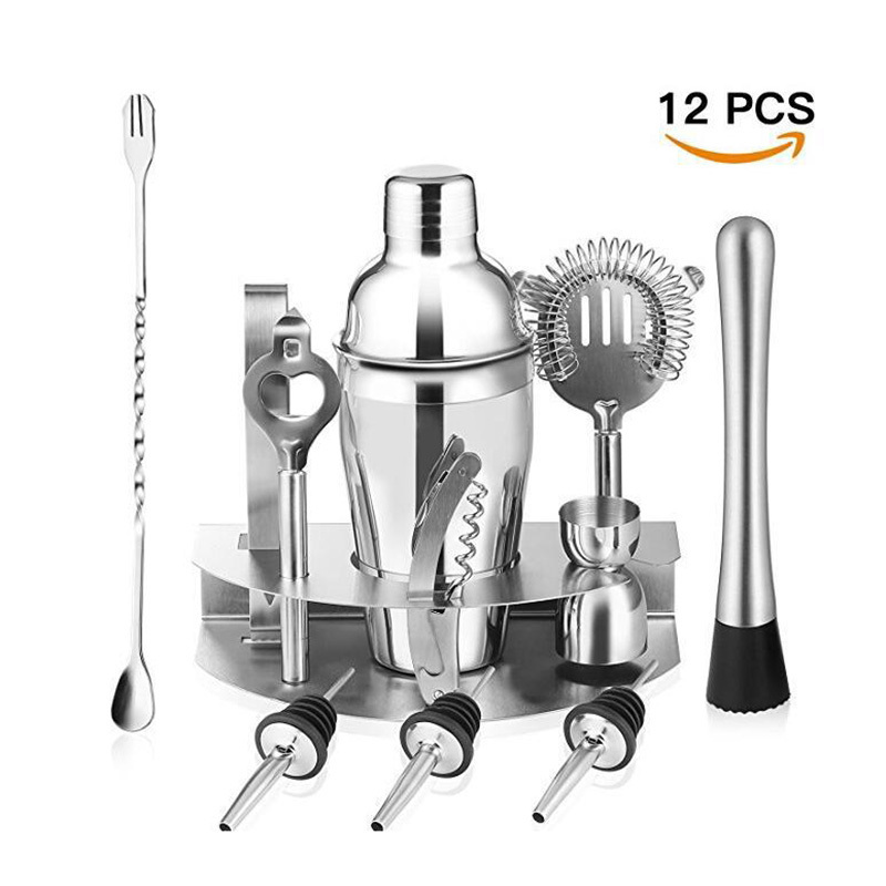 Vintage Cocktail Shaker Making Set Mixer Mini Premium Gold Stainless steel Top Whole Quality Boxed Cocktail Shaker And Strainer