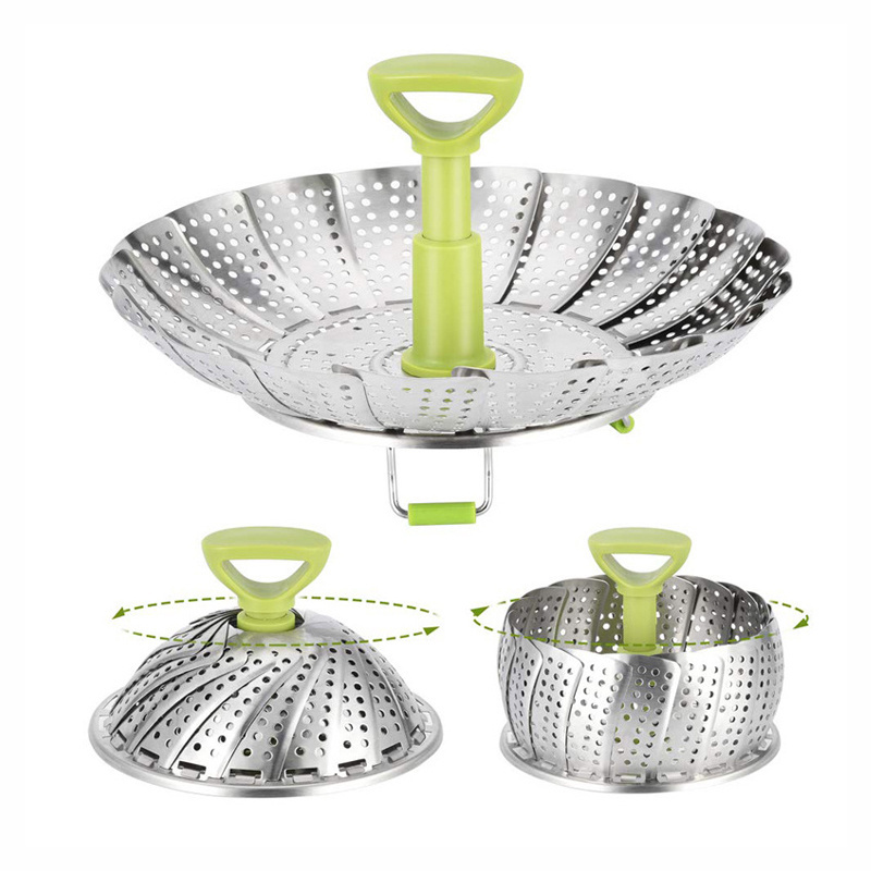 Steamer Pot Various Size Veggie Fish Seafood Cooking Baby Food Steamer Insert Vegetable Foldable Stainless Steel Steamer Basket