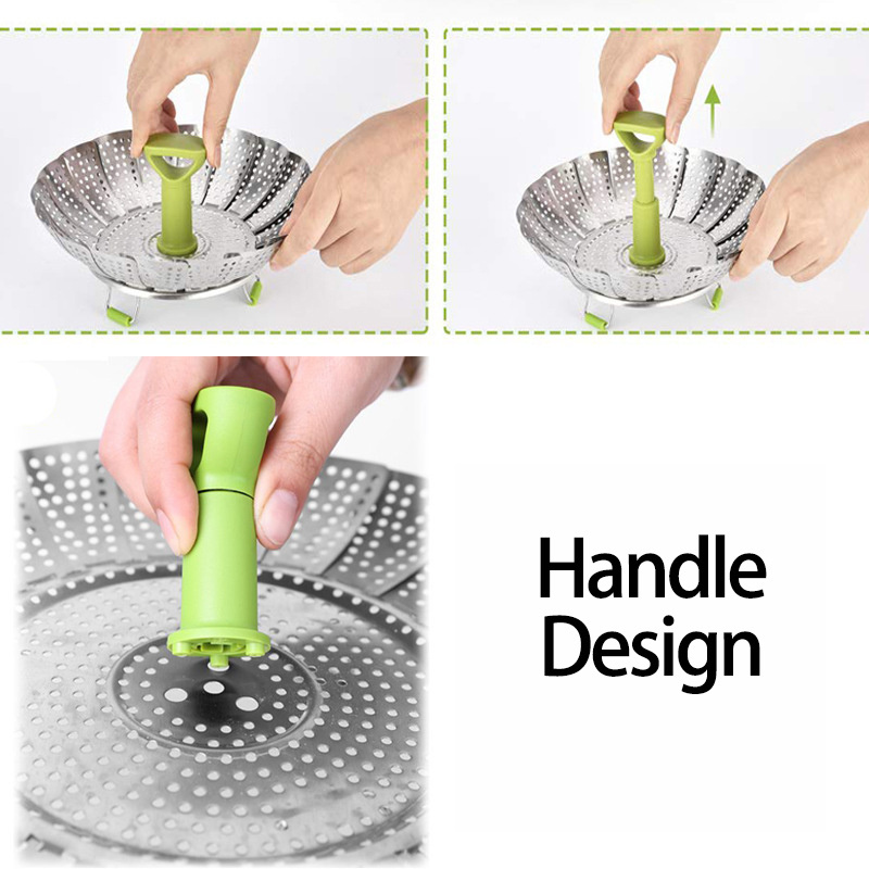 Steamer Pot Various Size Veggie Fish Seafood Cooking Baby Food Steamer Insert Vegetable Foldable Stainless Steel Steamer Basket