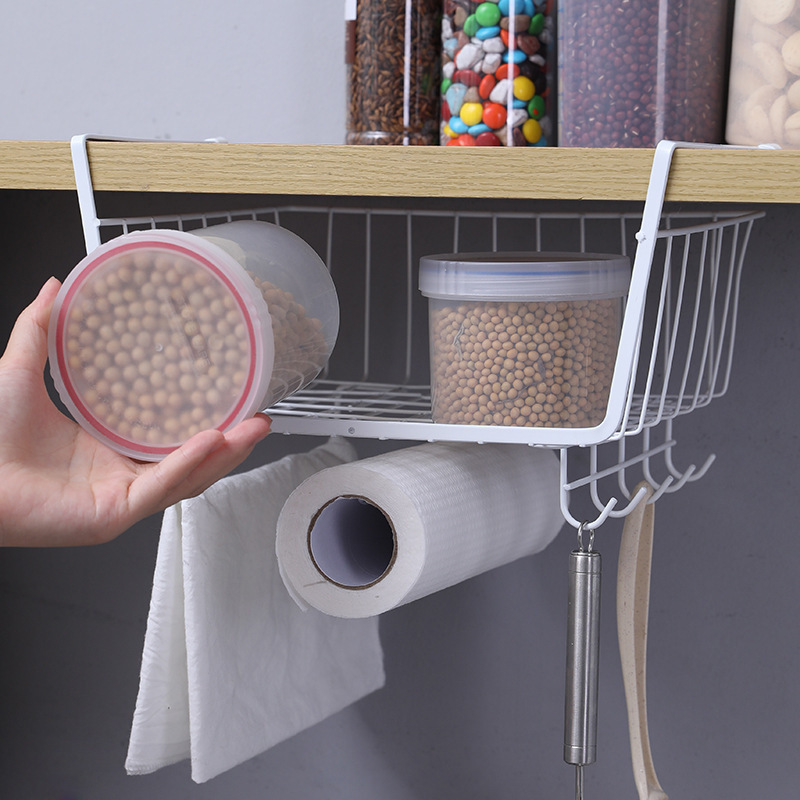 Kitchen Under Shelf Hanging Metal Basket For Storage