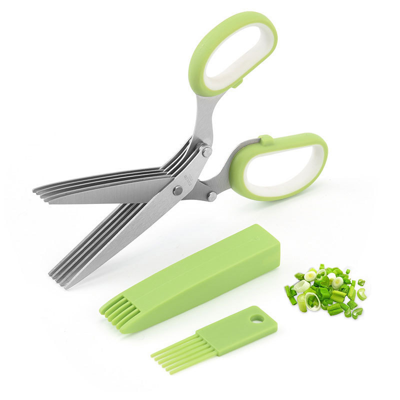 Kitchen Scissors	Paper Food Green Onion Basil	Kitchen Shears 5 Blades Cutting Shredded Kitchen Gadgets Herb Scissors