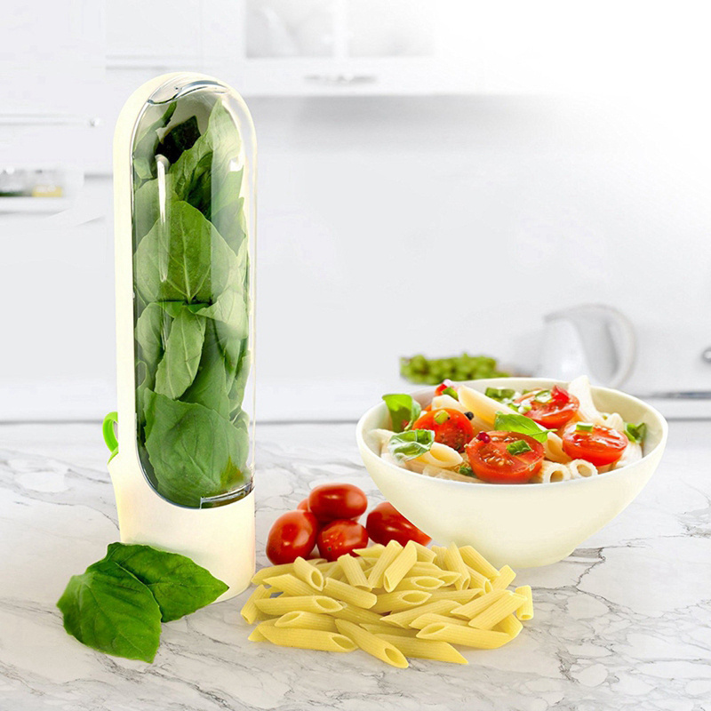 Refrigerator Vegetable Mint Parsley Asparagus Preservation Bottle Pod Green Spices Fresh Herb Storage Saver Keeper Container