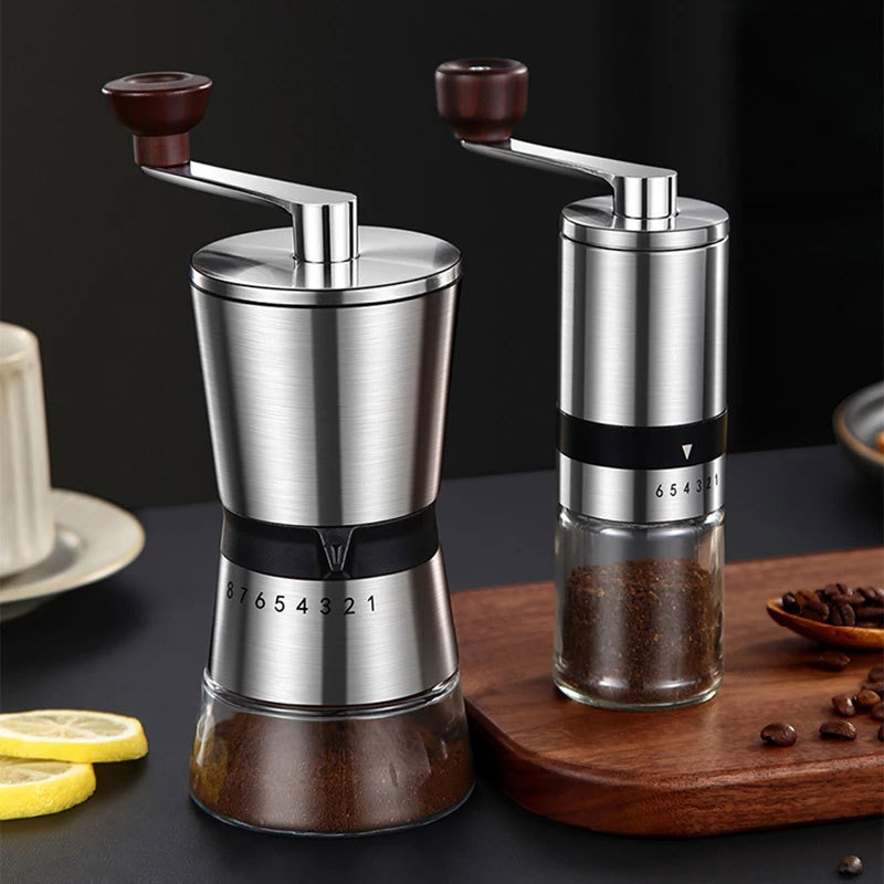 Manual Coffee Grinder Coarse Fine Grinding Stainless Steel Ceramic Coffee Bean Grinder Portable Hand Crank Kitchen Grinding Tool