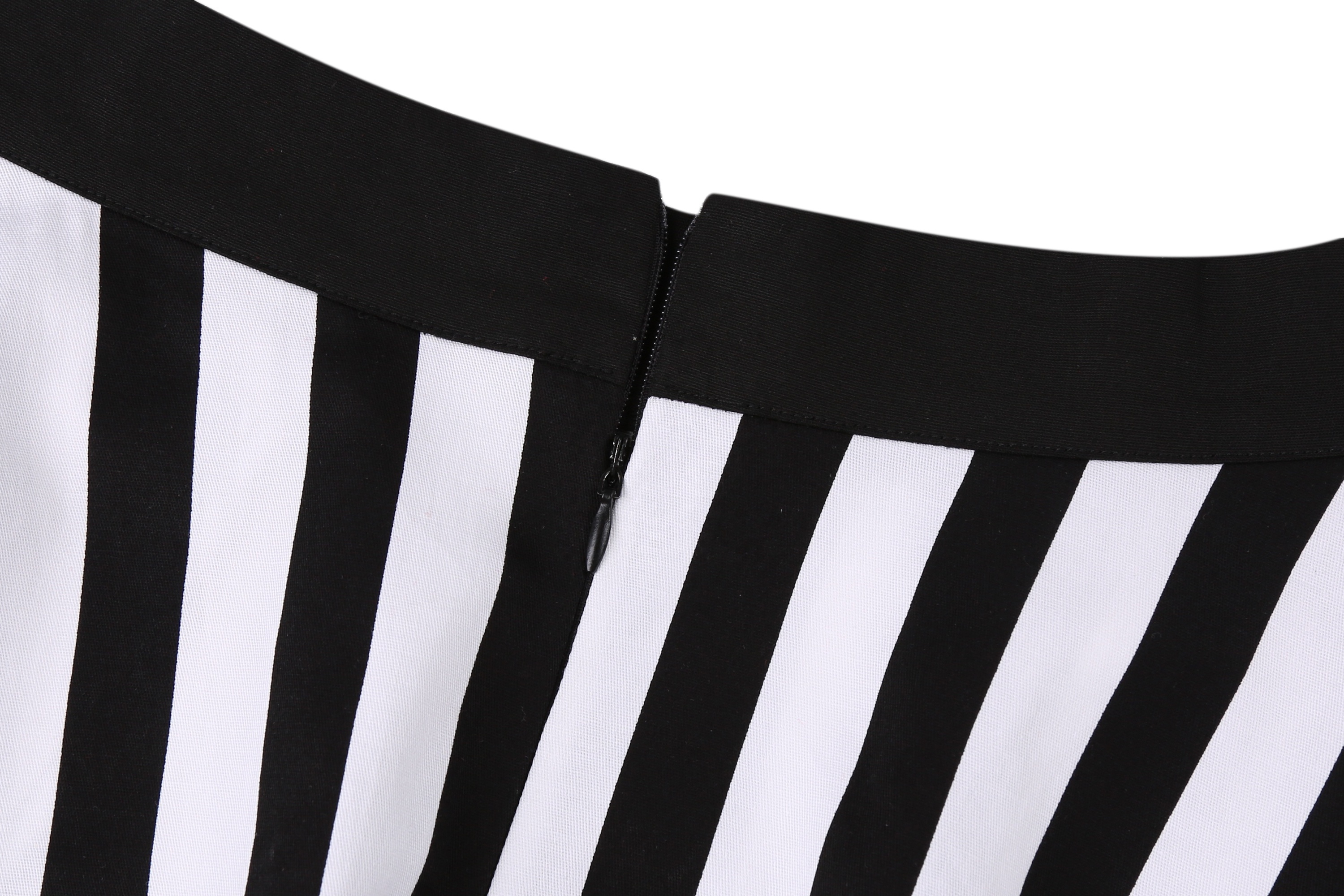 Women Skirt 2022 Autumn Fashion Striped Midi Skirt Cotton Vintage Black and White Long A Line Swing Skirts with Pockets SS0007