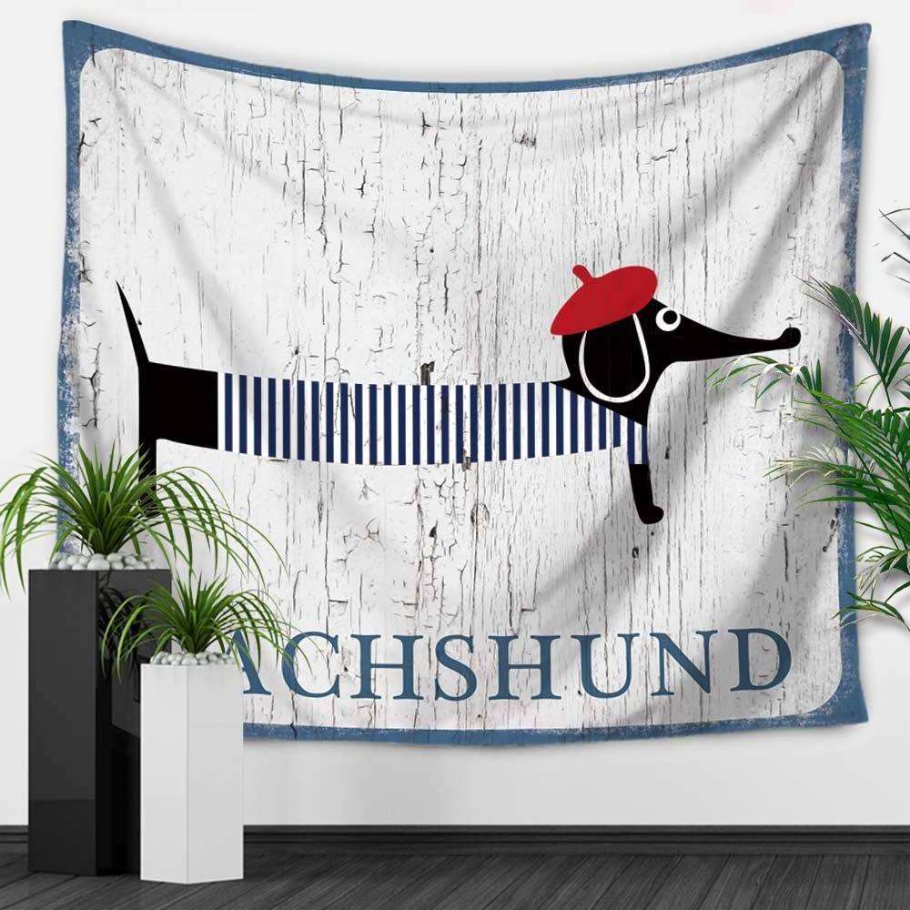 Home textile popular dachshund dog custom printing wall hanging blanket tapestry for kids room decor