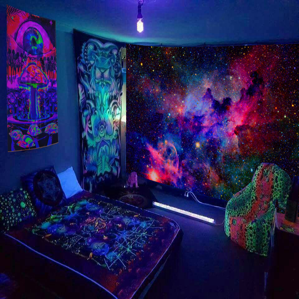 Fluorescent Blacklight Backdrop Neon UV Reactive Glow in the Dark Tapestry