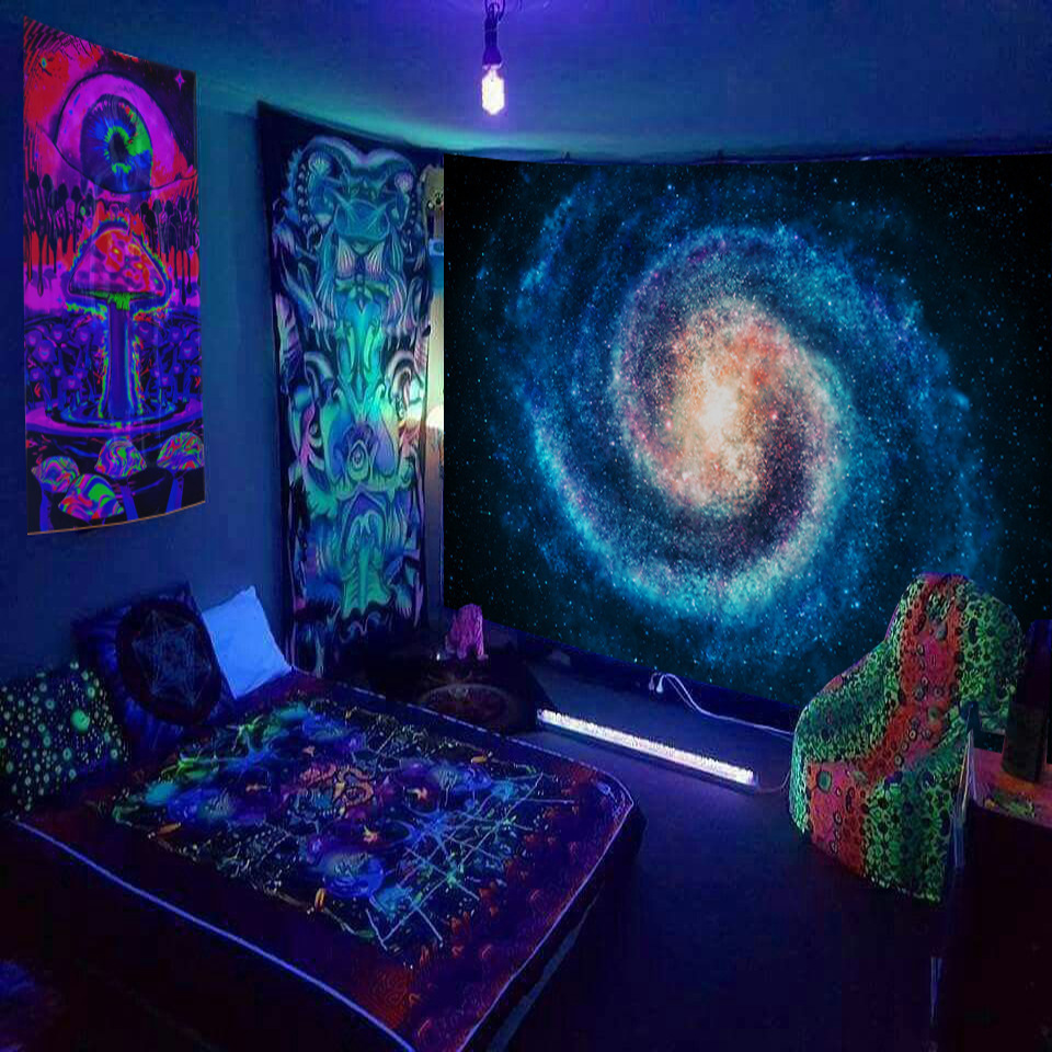 Fluorescent Blacklight Backdrop Neon UV Reactive Glow in the Dark Tapestry