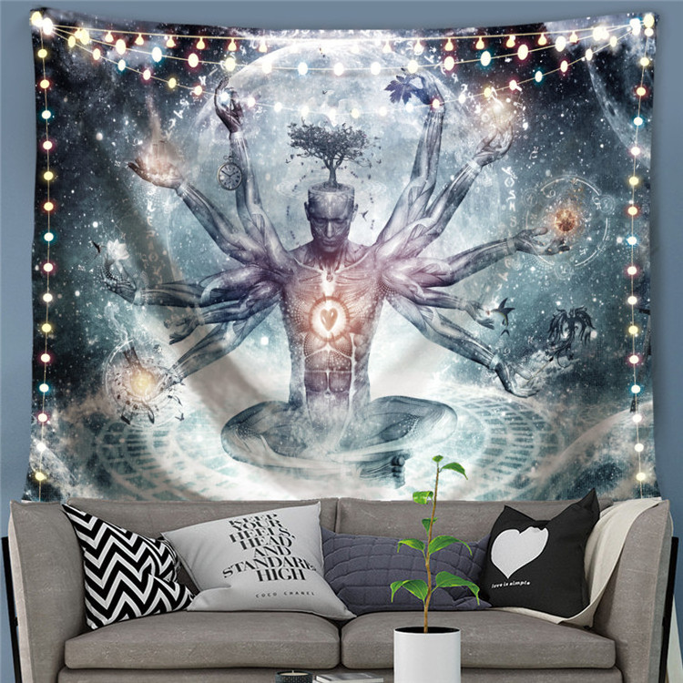 Hot selling hippie wall hanging tapestry bedroom decor custom digital printed psychedelic tapestry