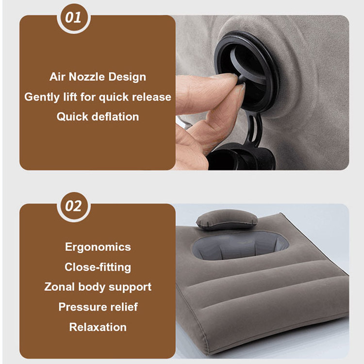 Portable Air Back Cushion Inflatable Bed Wedge Pillow Relax Comfort Rest Travel Leg Elevation Pillow