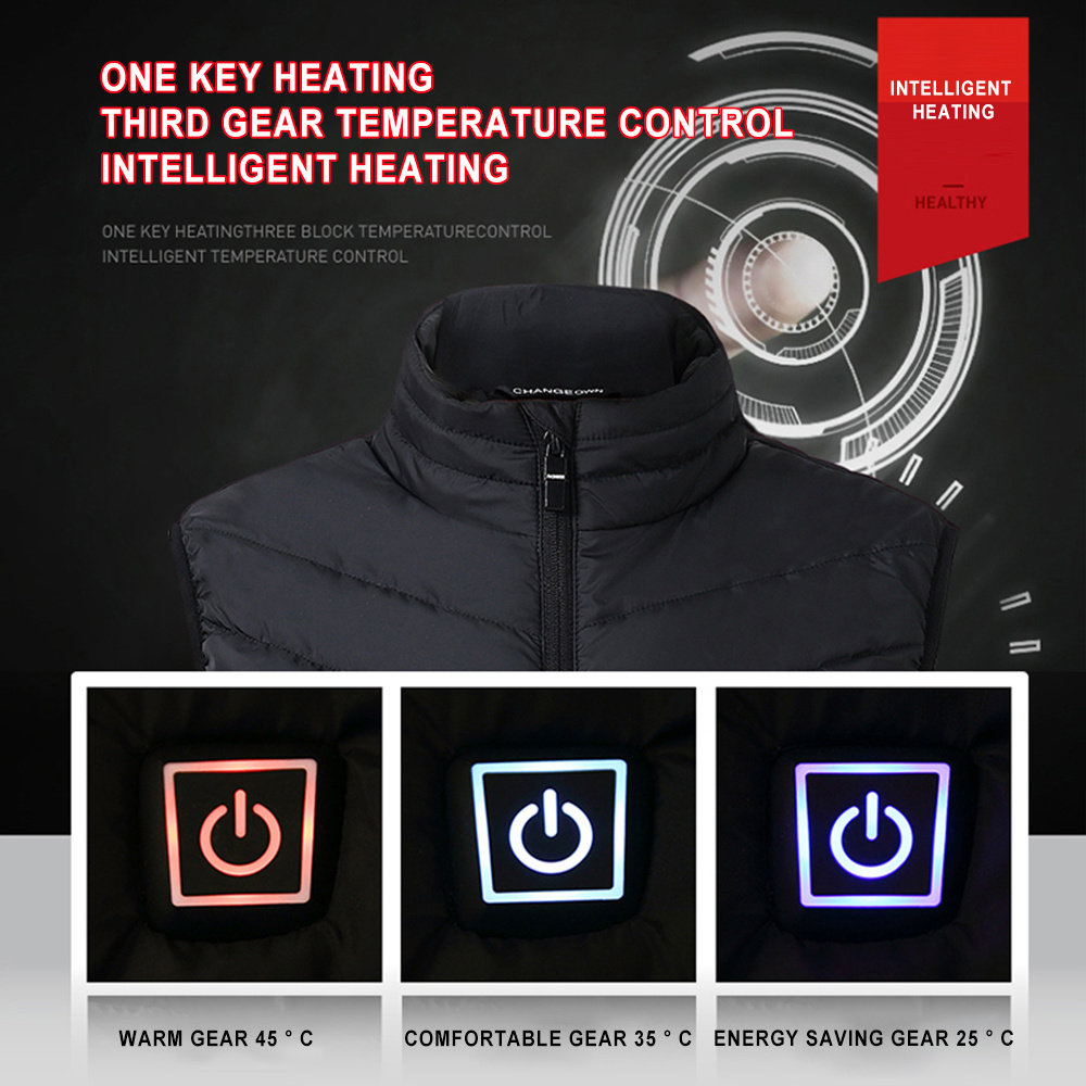 IN STOCK 9 Heating Zones Heated Vest Gilet Winter Outdoor Control Temperature USB Charging Waistcoat Warm Heated Vest