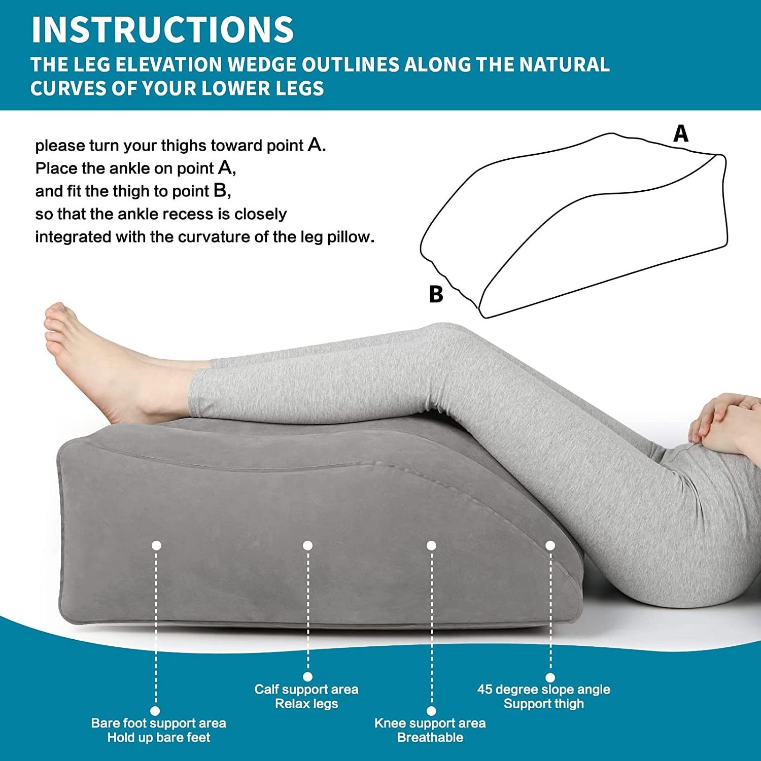 Leg Elevation Pillow Portable Foot Rest Foldable Swelling Relax Travel Inflatable Wedge Pillow