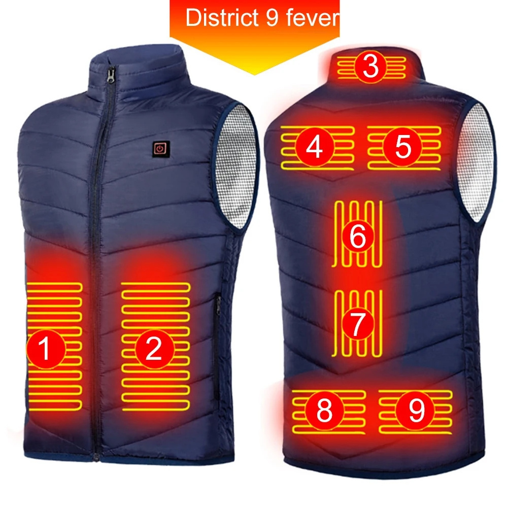 IN STOCK 9 Heating Zones Heated Vest Gilet Winter Outdoor Control Temperature USB Charging Waistcoat Warm Heated Vest