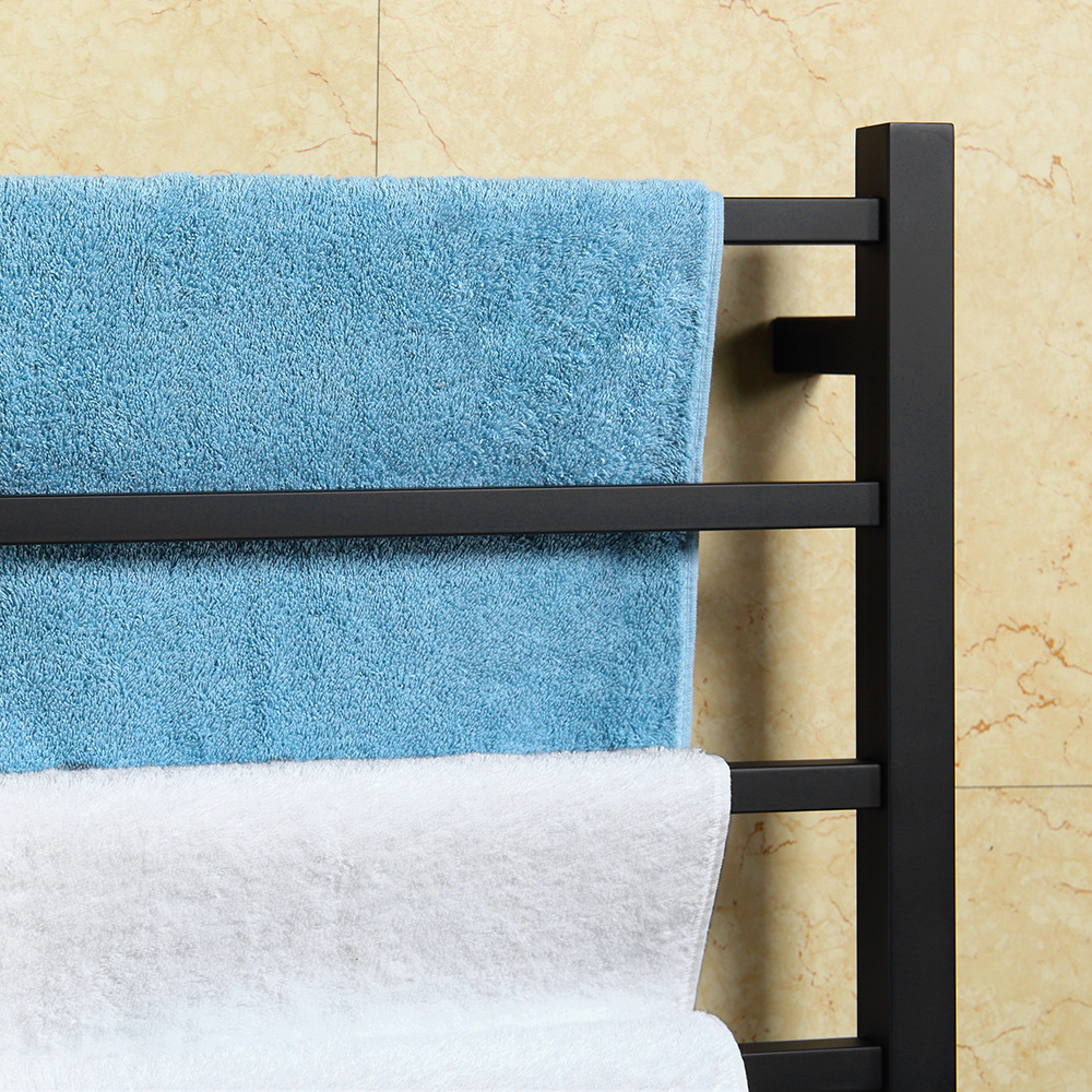 electrical heated towel rack black stainless steel electric towel warmer rack wall-mounted heated towel rail