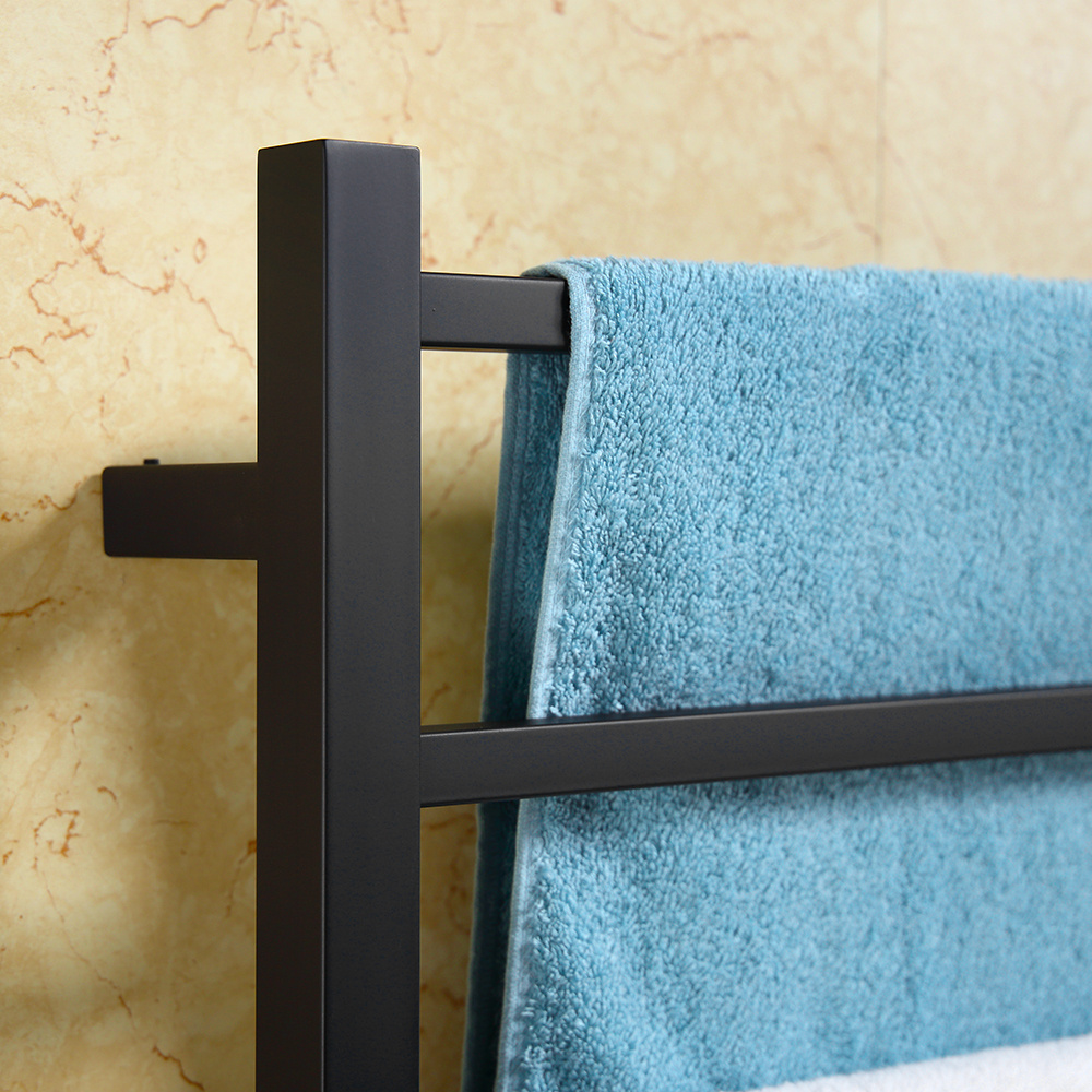 electrical heated towel rack black stainless steel electric towel warmer rack wall-mounted heated towel rail