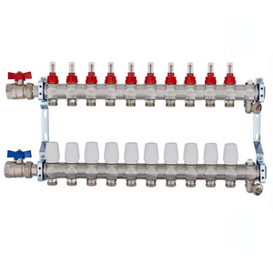 Heat pump usage big flow rate 1/2" pex pipe stainless steel heating manifolds for underfloor heating system