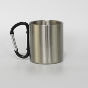 2019 Wholesale Portable Stainless Steel 300ml Custom Coffee Mug Camping Cup Carabiner