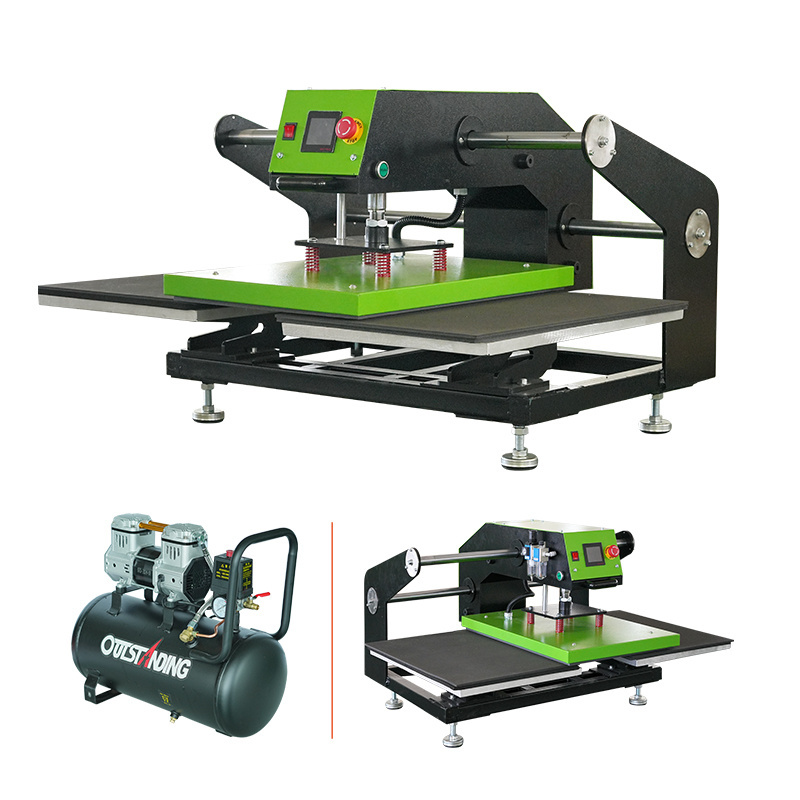 Double Worktable 15x15 16x20 16x24 electric automatic slide out heat press pneumatic stapler double head automatic electric