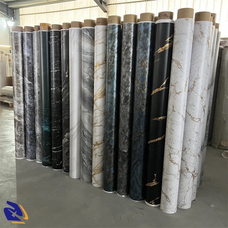 2024 White Marble Matte Golden Film PVC Furniture Decor Film Vacuum Press Film Foil For Door