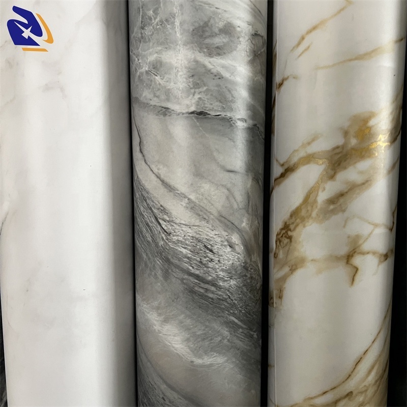 2024 White Marble Matte Golden Film PVC Furniture Decor Film Vacuum Press Film Foil For Door