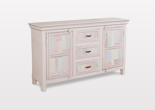 Modern White Dresser with 3 Drawers and Doors Multifunctional Stylish White Cabinet Home Organization Ample Storage