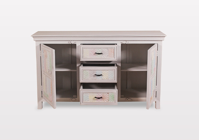 Modern White Dresser with 3 Drawers and Doors Multifunctional Stylish White Cabinet Home Organization Ample Storage