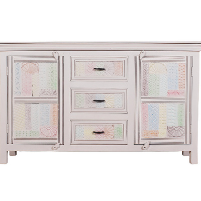 Modern White Dresser with 3 Drawers and Doors Multifunctional Stylish White Cabinet Home Organization Ample Storage