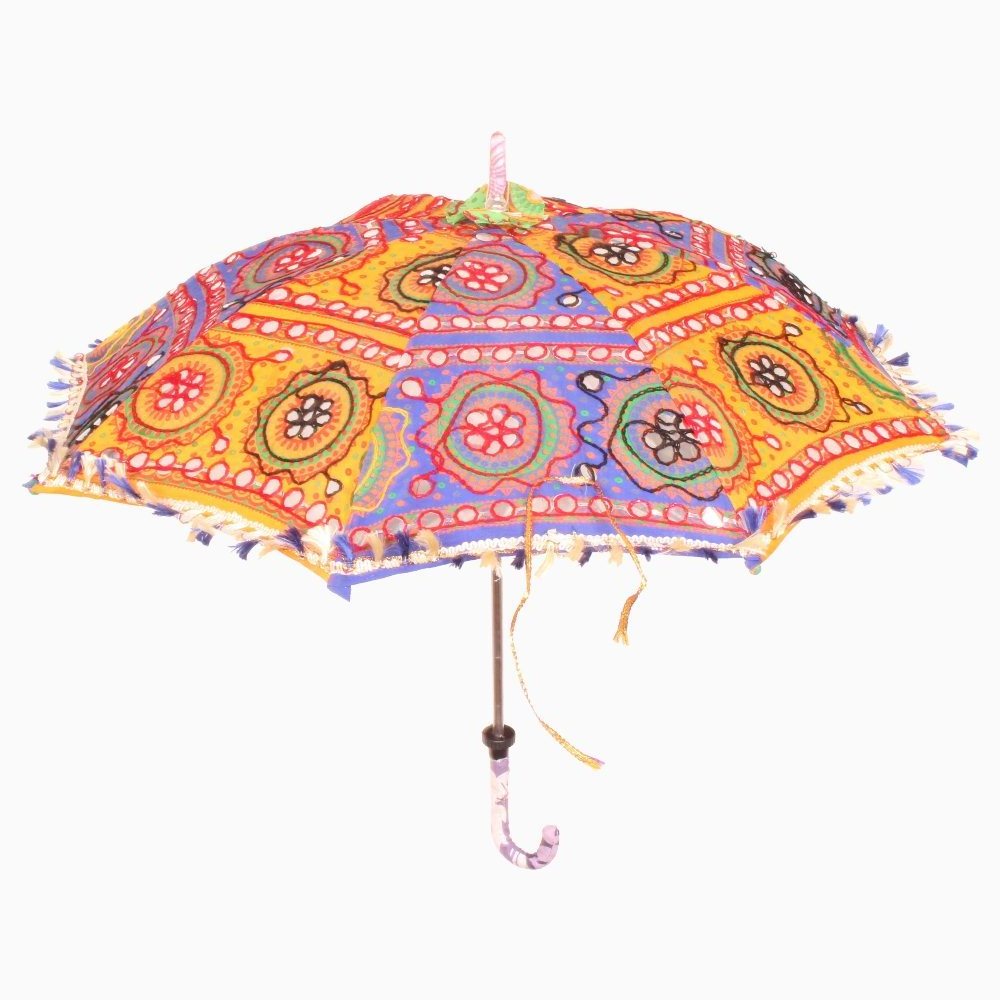 New Fold Summer Beautiful Umbrella Cotton Heavy Umbrella Folding Summer Multi Color Cotton Sequins & Embroidery Umbrella