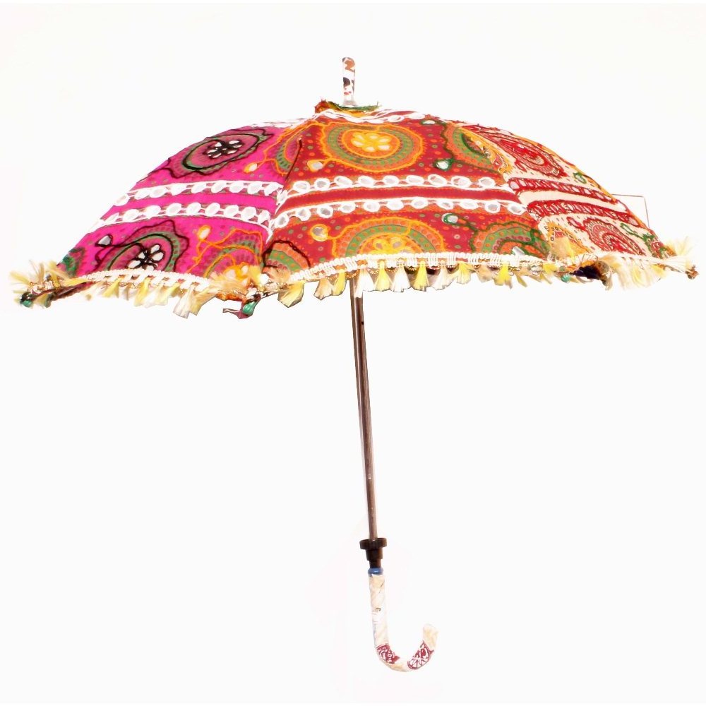 New Fold Summer Beautiful Umbrella Cotton Heavy Umbrella Folding Summer Multi Color Cotton Sequins & Embroidery Umbrella