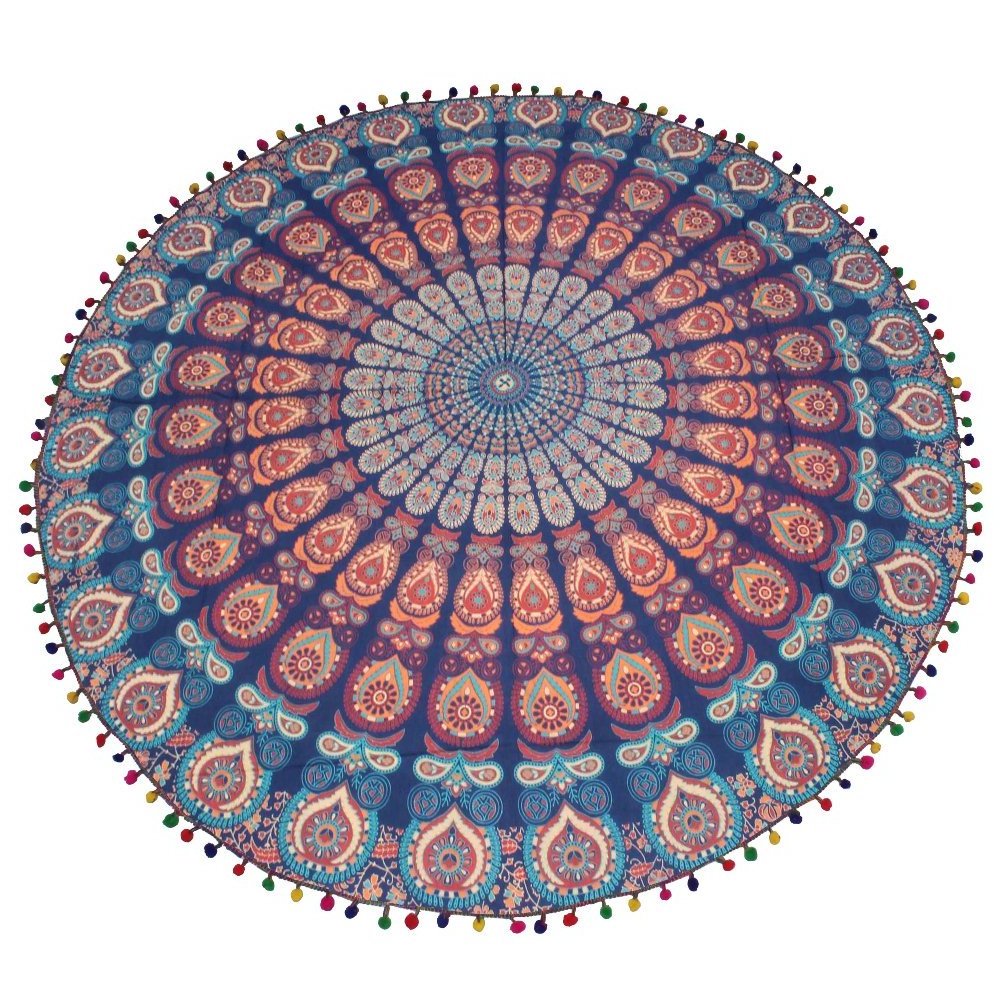 Best Quality Indian Mandala Roundie Beach Throw Tapestry Hippy Boho Gypsy Cotton Tablecloth Beach Towel