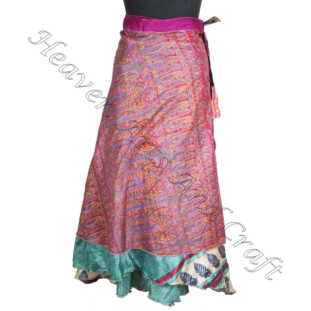 2023 Full Warp Skirt-Bollywood Fashion Silk Full Wrap Skirt-Indian Costume Clothing-Wholesale Wrap 2 Layer Reversible Magic Silk