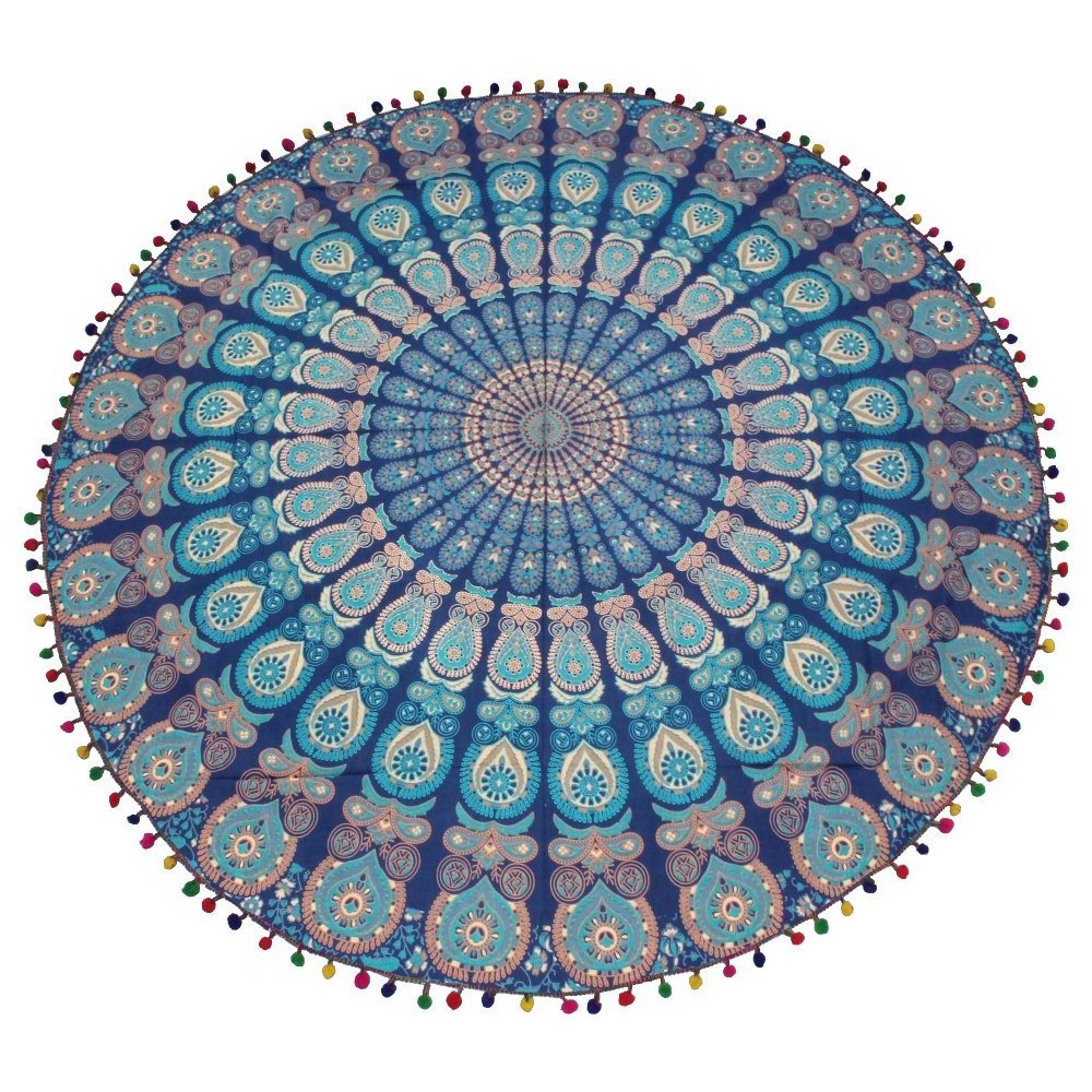 Best Quality Indian Mandala Roundie Beach Throw Tapestry Hippy Boho Gypsy Cotton Tablecloth Beach Towel