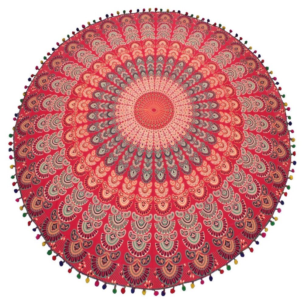 Round Mandala Indian Hippie Boho Tapestry Beach Picnic Throw Towel Mat Blanket Wall Hanging Roundie Wall Decor