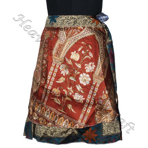 Women Hippie Gypsy Wrap Mini Skirt Sarong Gypsy Hippie Boho Indian Retro Silk Casual Magic Wrap Short Skirt