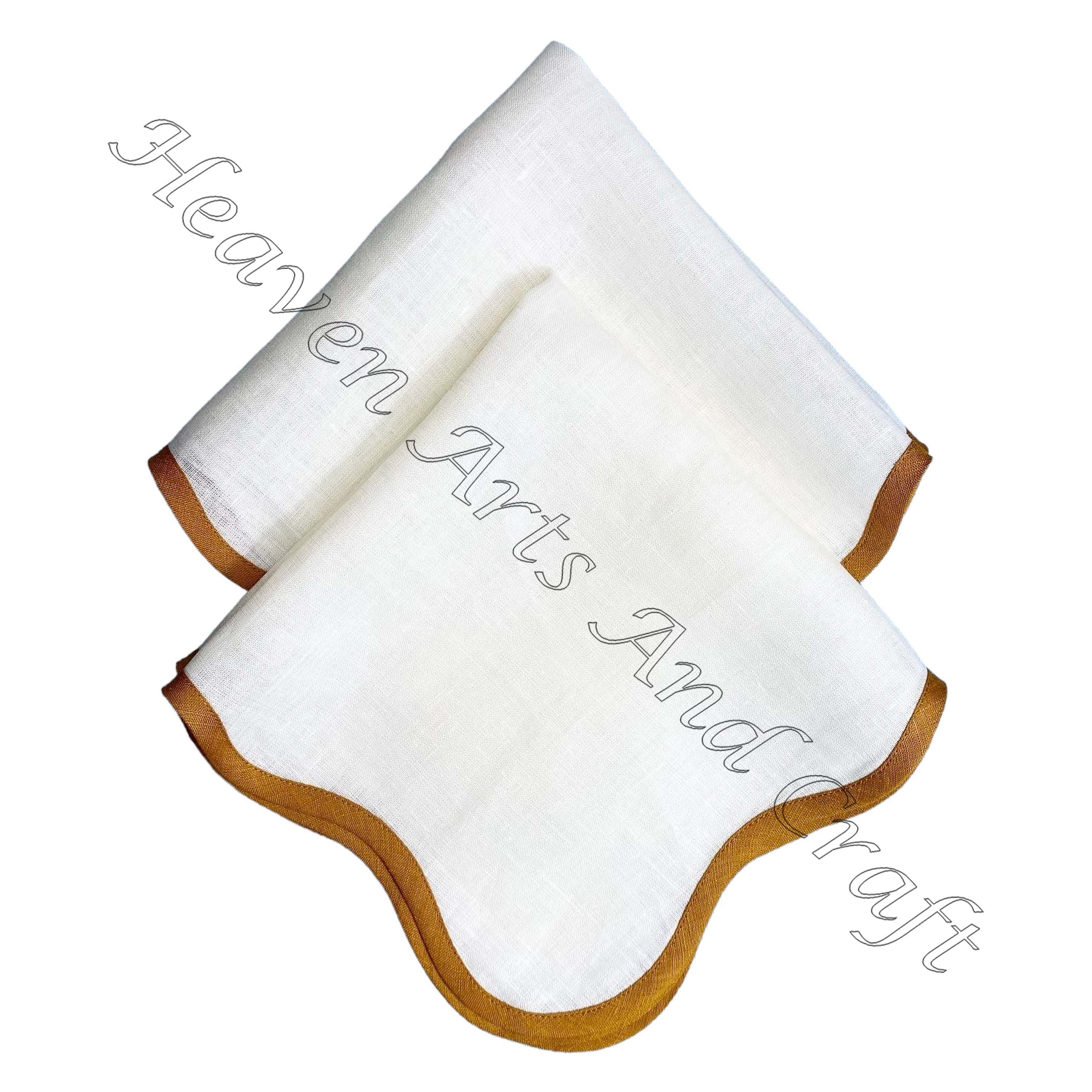 100% Linen Pure Cotton Luxury Wedding Scallop Napkins Wholesale 100% linen pure cotton indian factory wholesale soft comfortable