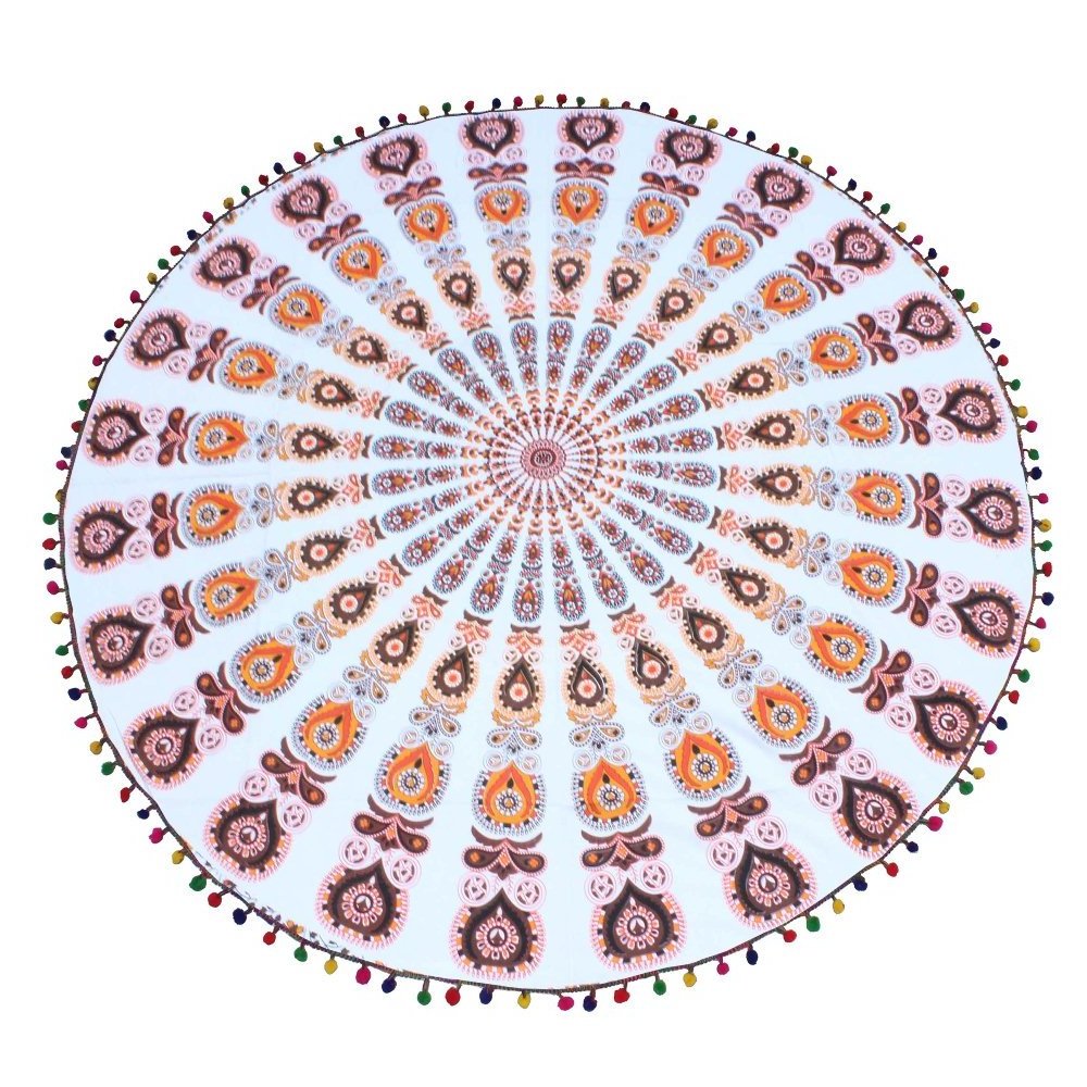 Round Mandala Indian Hippie Boho Tapestry Beach Picnic Throw Towel Mat Blanket Wall Hanging Roundie Wall Decor