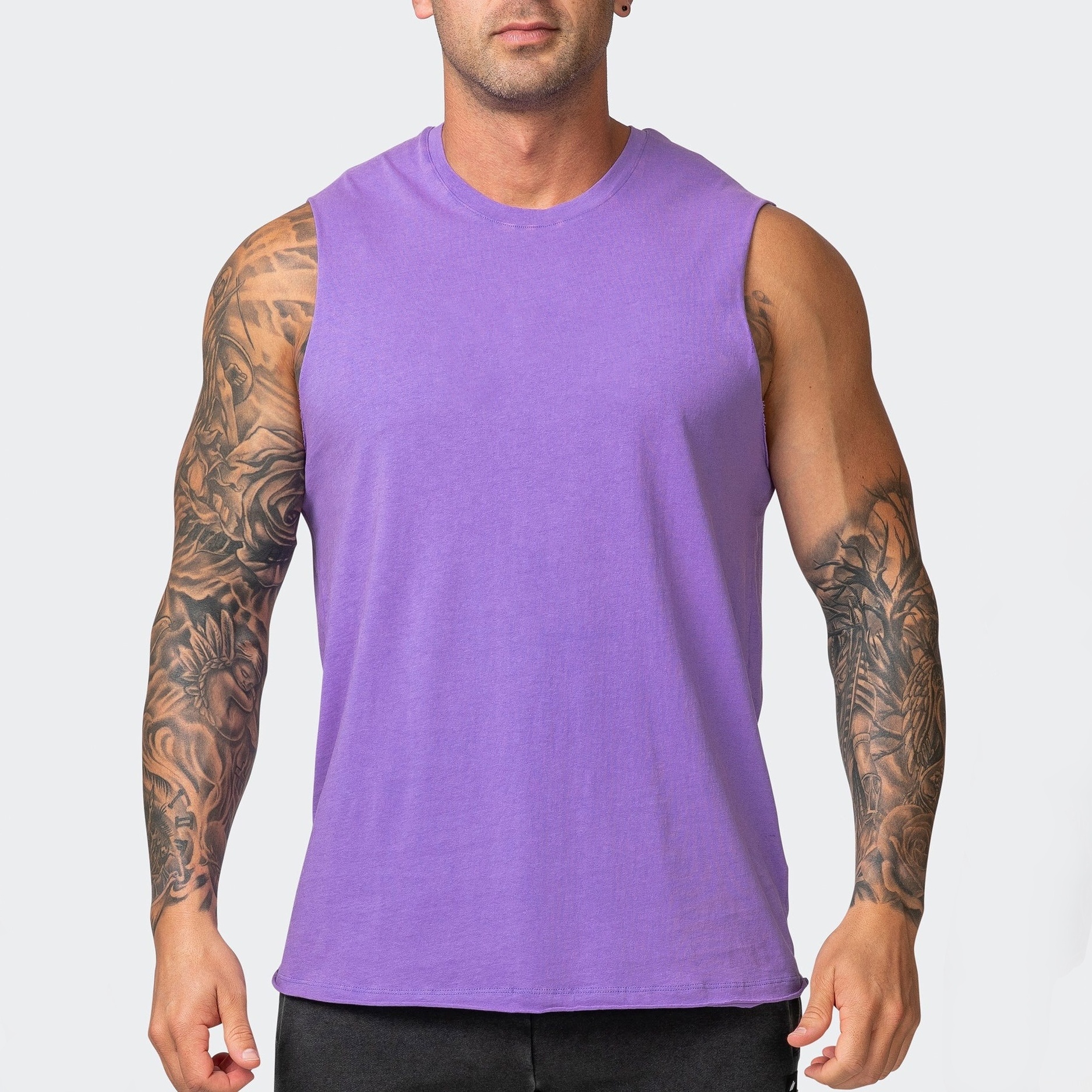 Men Gym Muscle Sing lets Workout Tank Top Bodybuilding Fitness Sleeveless T-shirt Cotton Loose Tank Top Bottoming Stretch Vest