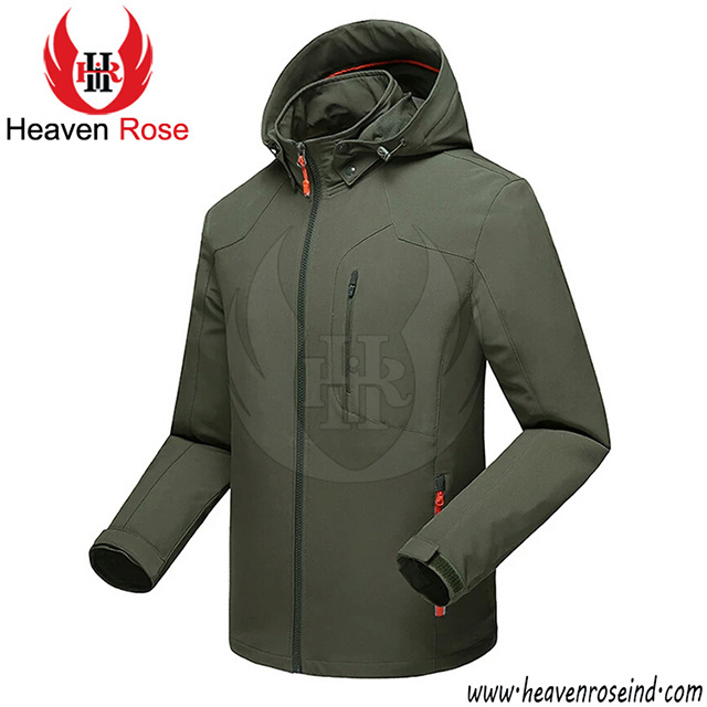 Men Waterproof Windproof Thermal Fleece Outdoor Hooded Hiking Ski Jacket Windbreaker Jacket Custom Print New Softshell Jacket