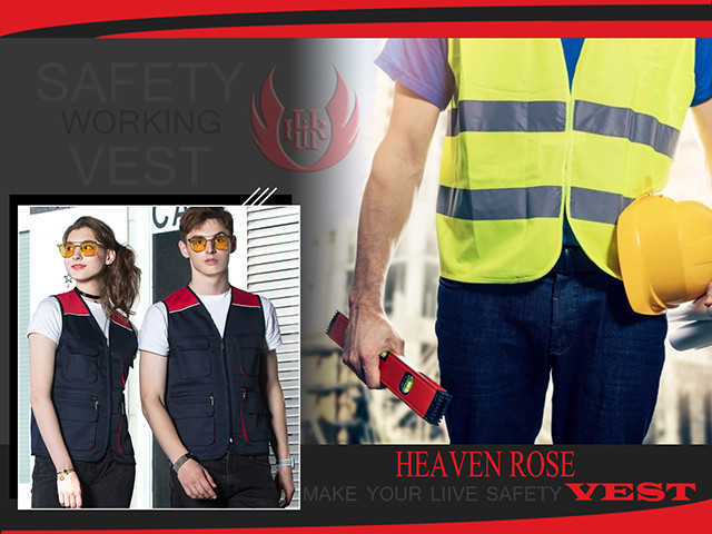 HEAVEN ROSE Safety Vest Traffic Black Mesh With PVC Tape Security Guard Safety Vest