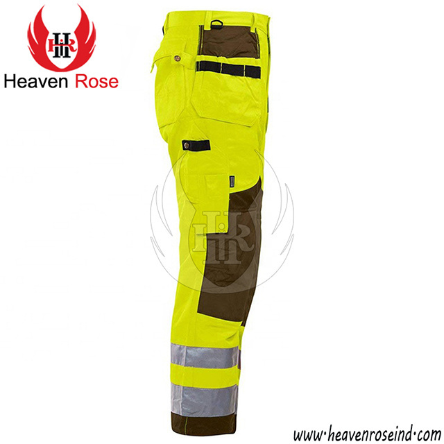 High Visibility Workwear Safety Pants 2 Reflective Tape Men's Heavy Duty Hi-vis Work Pants