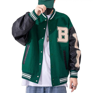 Unisex Varsity Jacket Vintage Casual Fit Button Down Leather Sleeves Varsity Jacket  Top Quality Baseball Letterman Jacket