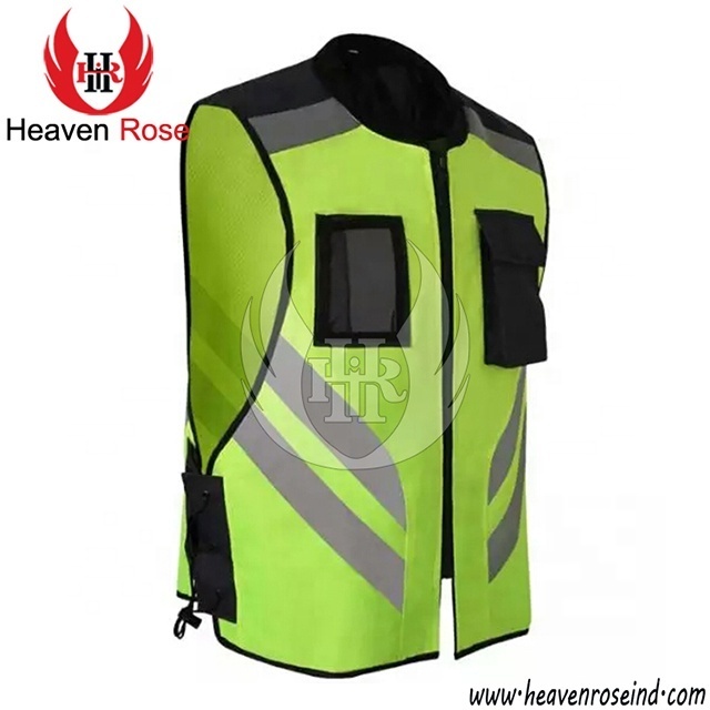 Cycling Safety Vest with Reflective Tape Working Uniforms Jackets Yellow En 20471 Reflective Running