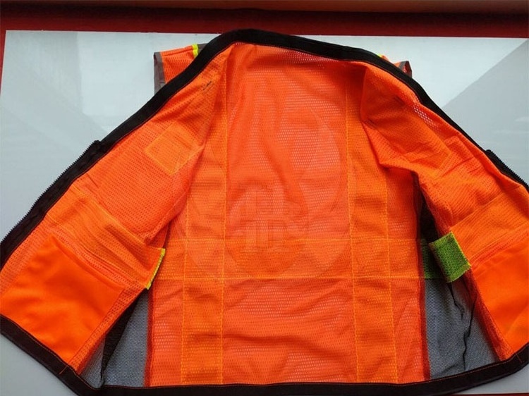 Hot Sale New Design High Reflective Orange with Black Mesh Safety Vest with Pockets