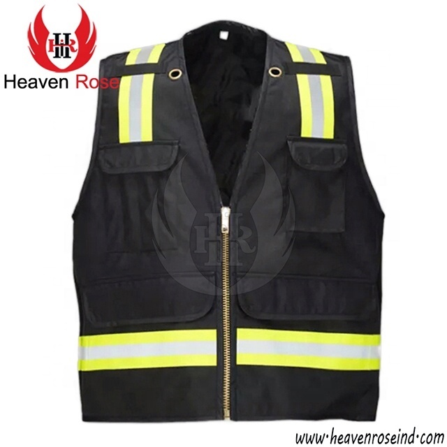 Reflective/Safety/Traffic Black / FR Vest Warning Workwear/Vest Multi Pockets Reflectivos Tela Para Chalecos De Seguridad