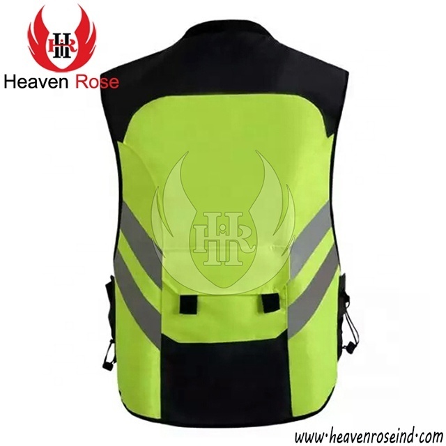 Cycling Safety Vest with Reflective Tape Working Uniforms Jackets Yellow En 20471 Reflective Running