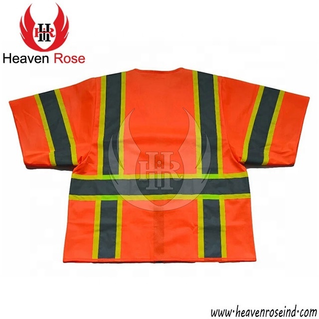 High Material Used Reflective/Safety/Traffic Fluorescent Orange Warning Workwear/Vest With Zipper And Pockets