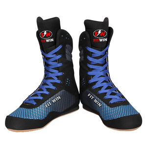 PU Mesh With Sublimation Custom Made Printing Boxing Shoes Wrestling Shoes Non Slip Boxing Training Shoes