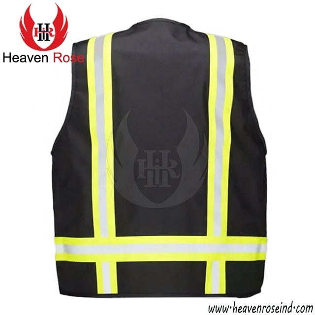 Reflective/Safety/Traffic Black / FR Vest Warning Workwear/Vest Multi Pockets Reflectivos Tela Para Chalecos De Seguridad