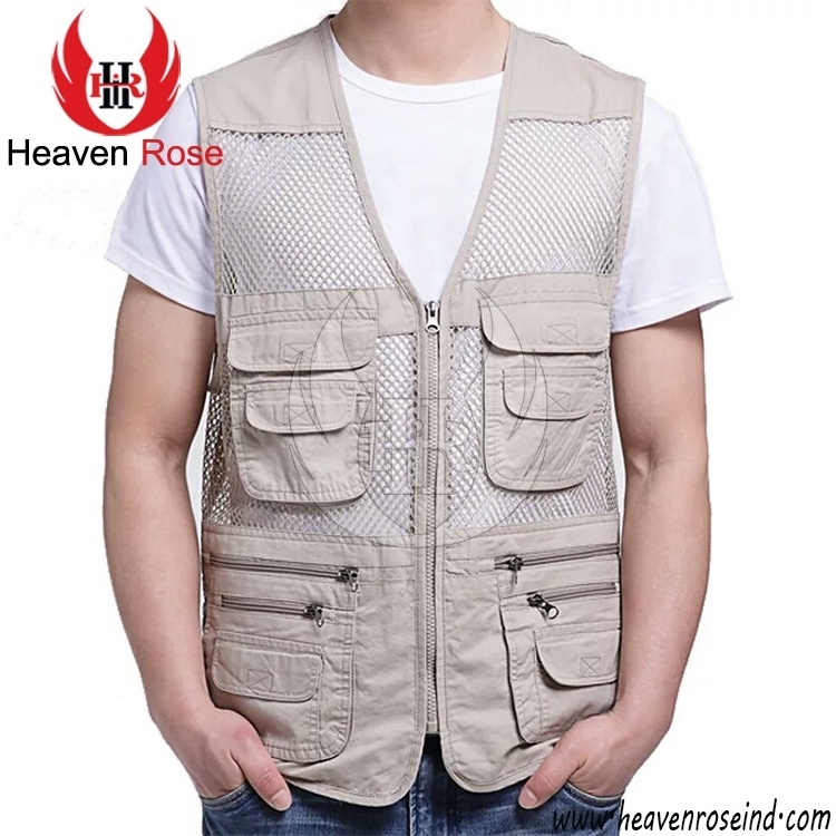 Wholesale New Coming Up Super Quality Men Working Vest Travel Workwear Multi Pocket Vest Safety Short Sleeve Vest